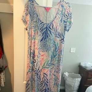 Lilly Pulitzer Blue and Pink Maxi Sundress